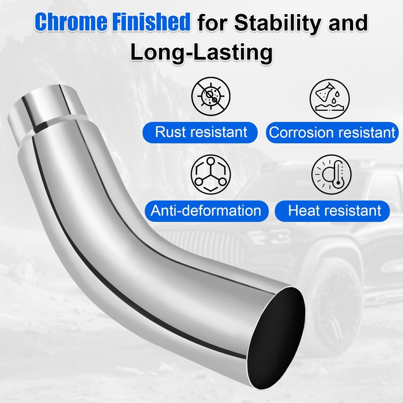 Floshine Diesel Exhaust Elbow Tip, Side Exit Exhaust Tip, chromed
