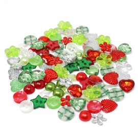 100pcs Christmas Acrylic Resin Flat Back Buttons for Card Making Embellishments