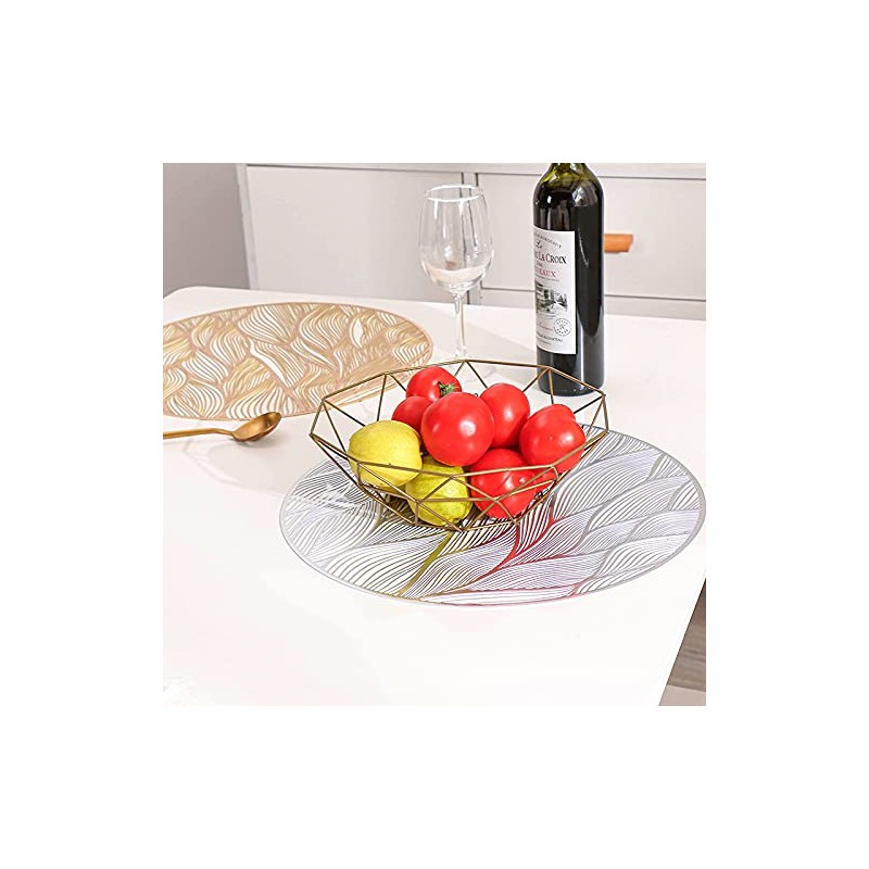 Hosoncovy 4 Pack Waves Decorative Placemats PVC Placemats Hollow Table