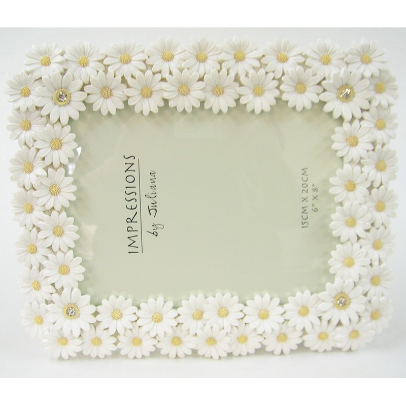 Impressions White Resin Chrysanthemum Photo Frame 6" x 8"