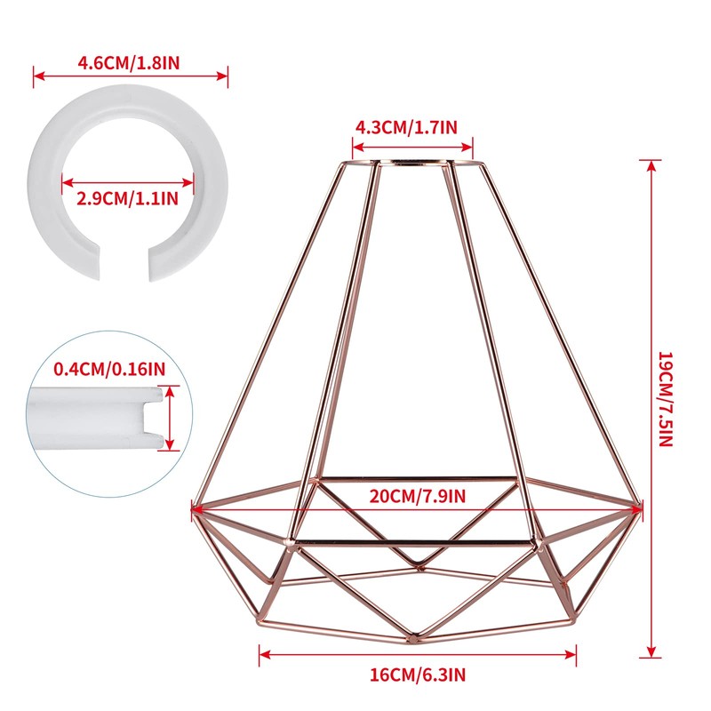 Skelang Metal Ceiling Lamp Shade, Geometric Lampshade with Reducer Ring,