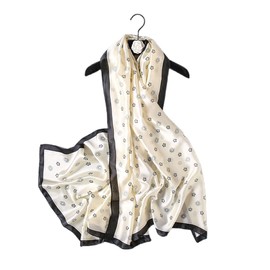 FAIRYGATE Scarf Women Polka Dot Print Silk Scarves Satin Shawl Neckerchief Head Wrap Ladies Scarfs Vintage Bridal Large White Stole 87008