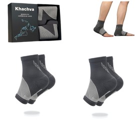 KHACHVA 2Pairs Compression Socks For Women & Men, Foot Neuropathy Socks, Nano Neuropathy Socks Dr - Sock Soothers For Neuropathy Sleep Socks, Comprex Ankle Brace Sleeves