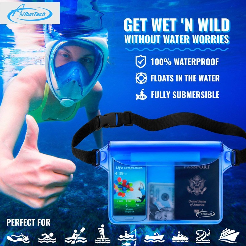 AiRunTech Waterproof Pouch with Waist Strap (2 Pack) | Best