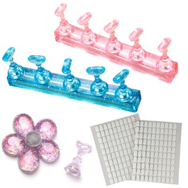 2 Nail Racks, Reusable for Pressing Nail Tips, Flower Nail Racks for Nail Practice Display Products with Adhesive Heads for DIY Beginners in Home Salons