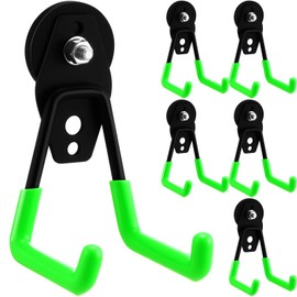 Landhoow 6 Pcs Large Magnetic Hooks Heavy Duty Garage Magnet Hooks Strong Storage Utility Magnetic Hangers with Anti Slip Rubber Coating for Indoor and Outdoor Hanging (Green)