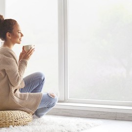 NINETREX Frosted Glass Window Privacy Film Static Cling Decorative Opaque Window Stickers, Sun Blocking Removable No-Glue Window Covering for Bathroom Office Home,Matte Pure White 23.6 x 78.7 inches