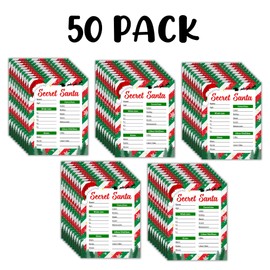 Secret Santa Gift Exchange Questionnaire | 50 Pk 8.5x11” Elf Office Wish List Favorite Things Sheet This or That Christmas Holiday Striped