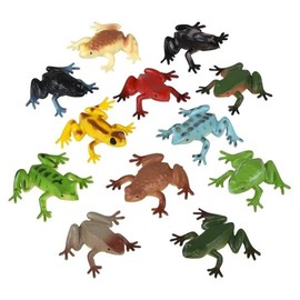 HAPPY DEALS ~ Plastic Dart Frogs | 12 Pc | Rainforest Animals Toys | 1.5 Inch Size
