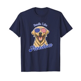 Yellow Lab American Flag Patriotic 4th of July Vintage T-Shirt for Women Men