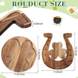 Pickmesh 2 Pcs St. Patrick's Day Plate Acacia Wooden Shamrock Cutting Board Serving Tray dish Platter Charcuterie Board for Cookies Fruits, Saint Patricks Day Decorations Party Supplies
