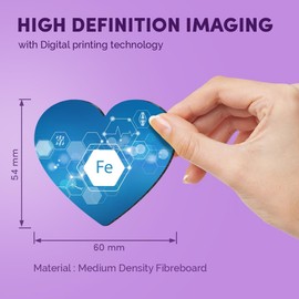 1x Heart MDF Magnet 6cm - Iron Element Fe Science Biology Chemistry - Fridge Locker Office Whiteboard Toolbox #52993