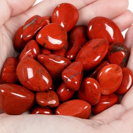XIANNVXI Red Jasper Crystal Stones Natural Irregular Polished Tumbled Stones Bulk Crystals Gemstones Vase Filler Decorative Stones Reiki Palm Energy Stones 100 Gram