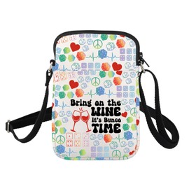 ENSIANTH Bunco Gifts for Women Wine Lover Gifts It's Bunco Time Bunco Crossbody Bag Dice Cell Phone Purse Game Night Gifts, 2499 Bunco C