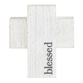 Santa Barbara Design Studio Face to Face Inspirational Desk Décor For Home or Office Wooden Cross, Mini, Blessed