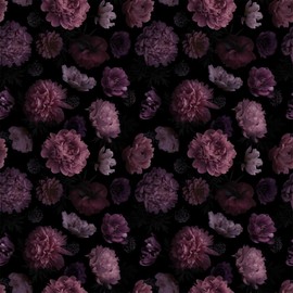 Akodm Dark Floral Peony Peel and Stick Wallpaper Contact Paper Renter Friendly Removable Gothic Waterproof Self Adhesive Vintage Vinyl Bathroom Bold Flower Wallpaper Papel Tapiz Para Pared 17.7"x 213"