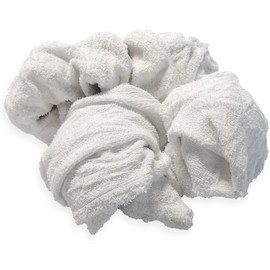 SupremePlus Recycled White Terry Cloth Rags – Shop Reusable Multipurpose Cleaning Towels in a Bag, Absorbent & Washable Bulk Rag for Mechanic, House, Gym, Bar, Restaurant & Commerical (25 lbs. Bag)