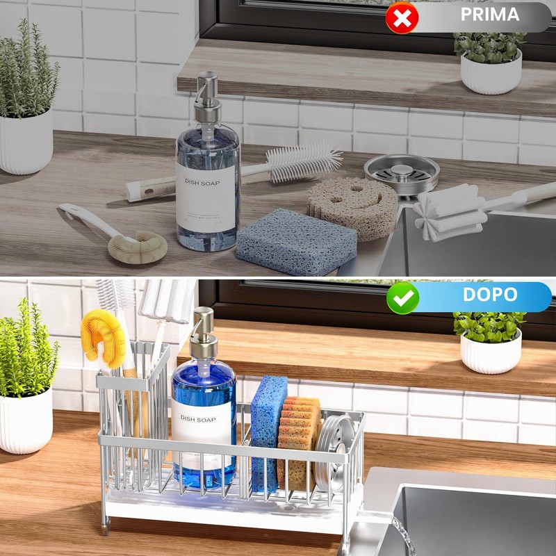 Cisily - Supporto per spugna per lavello da cucina, con