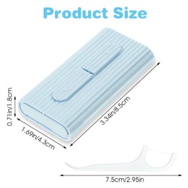 2 Case Portable Dental Floss Dispenser with Adult Flosser Sticks 20 Count, Travel Floss Case for Cleaning Teeth and Oral Care, Refillable Flossers Boxes for Dinners, Dating, Travel, Hotels (Blue)