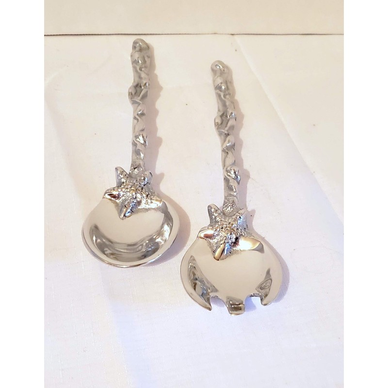 MARIPOSA Coral Salad Servers, Silver