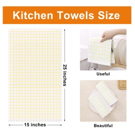 Fintale 100% Cotton Waffle Weave Kitchen Towels, 15 x 25 Inches, Super Soft and Absorbent Dish Towels for Drying Dishes, Quick Drying Hand Towels for Kitchen, 4-Pack, Yellow
