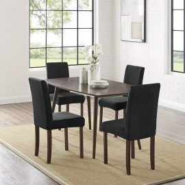 Oufeng Dining Room Chair Seat Covers Elastic strap 4 Pack - Black Sets