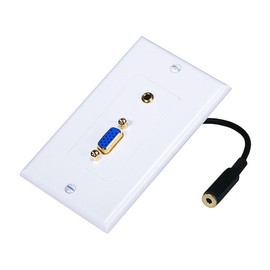 Monoprice 104569 VGA Stereo Audio Wall Plate (Gold Plated, 3.5mm)