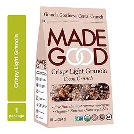 Made Good Crispy Light Granola NutFree Gluten Free, Allergy Friendly, USDA Certified Organic Ingredients, Vegan, NonGMO Nutrients from a Full Serving of Vegetables, Cocoa Crunch, 10 Ounce (Pack of 1)