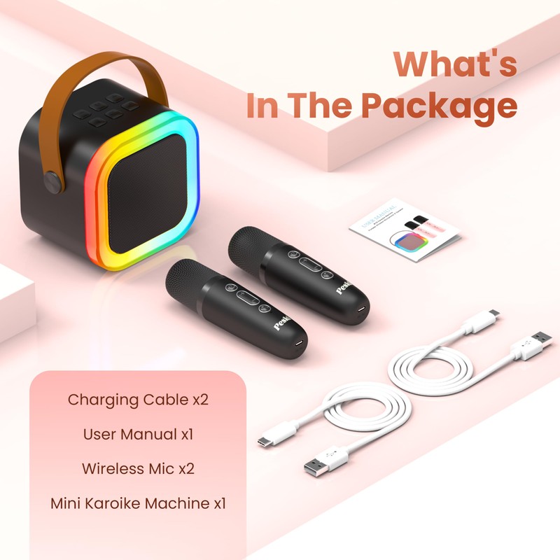 Karaoke Machine for Kids Adults, Portable Bluetooth Mini Karaoke Microphone