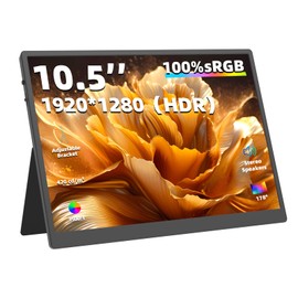 Thrygo 10.5" Portable Monitor, 3:2 1280P FHD IPS Display with HDR10, 420 Nits, Dual USB-C & Mini HDMI, Adjustable Stand, Ultra-Slim Non-Touch Screen for Laptop PC Phone Game Consoles Raspberry Pi