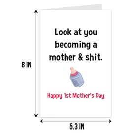 Qiliji Funny First Mother's Day Card, Happy 1st Mother's Day Card, First Mothers Day for New Mom, 1st Mother's Day Card for Wife Daughter Sister Friend Aunt Niece