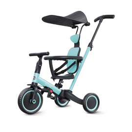 newyoo Tricycle for Toddlers 1-3, Toddler Bike, Birthday Gift and Toys for Girl and Boy, Push Trike with Handle and Canopy, 6 in 1 Baby Trike, Balance Bike, TR009, Blue
