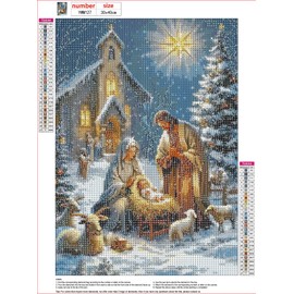 MXJSUA Christmas Nativity Scene Diamond Painting Adults, 5D Diamond Painting Pictures Beginners, DIY Round Full Drill Diamond Painting Gifts Home Wall Decor 30 x 40 cm