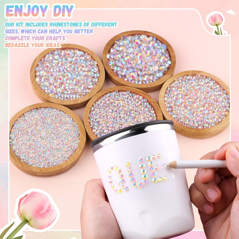 25000Pcs Resin Rhinestones with B7000 Jewelry Glue for Crafting, Transparent