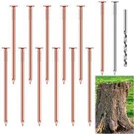 14Pcs Copper Nails Kit to Killing Trees,Includes 12PCS 3.5 Inch Pure Copper Nails Bulk,Stump Removal Spikes Hardware Nails for Trees, Stumps,Landscaping, and Hobbies