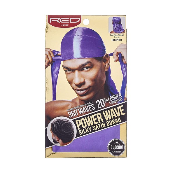 Red By Kiss Power Wave Silky Satin Durag Extra Long Tails, Purple