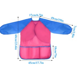 NEBURORA 1 Pack Kids Art Smocks Waterproof Children Art Smock Kids Art Aprons with 3 Roomy Pockets,Painting Supplies for Age 3-5 Years(Pink)