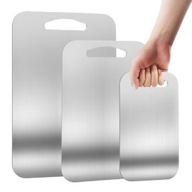 URMONA 3 PCS 304 Stainless Steel Cutting Board For Kitchen, Non-Staining&Odor-Free, Burr-Free Edges, Dishwasher Safe, Non Toxic Cutting Board（S+M+L）