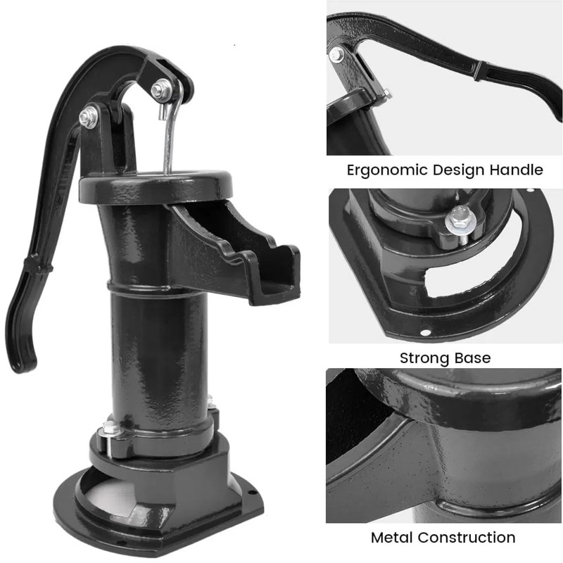 INREPRO Hand Well Pump, Antique Cast Iron Manual Pitcher Pump,