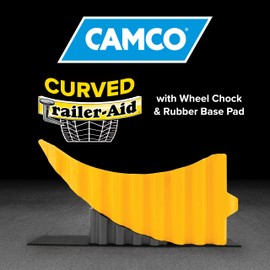 Camco Camper/RV Curved Trailer Aid - Features 6.5" of Lift & Includes Wheel Chock and Rubber Base Pad - Designed for Trailers Up to 20,000lbs & Compatible w/ Tires Up to 32" (44436)