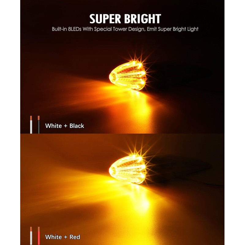 Partsam 5Pcs Amber Torpedo Cab Marker, LED High/Low Brightness Chrome