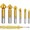 Shallho 6-Piece 90° Countersink Set, HSS Countersink Set, Titanium Coating,