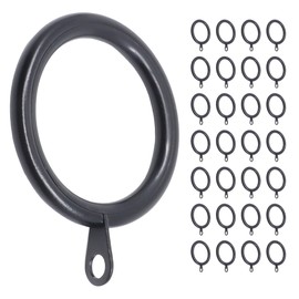 Meriville 28 pcs 1.5-Inch Inner Diameter Metal Curtain Rings with Eyelets, Fits Up to 1 1/4-Inch Rod (Set of 28 with Insert, Black)