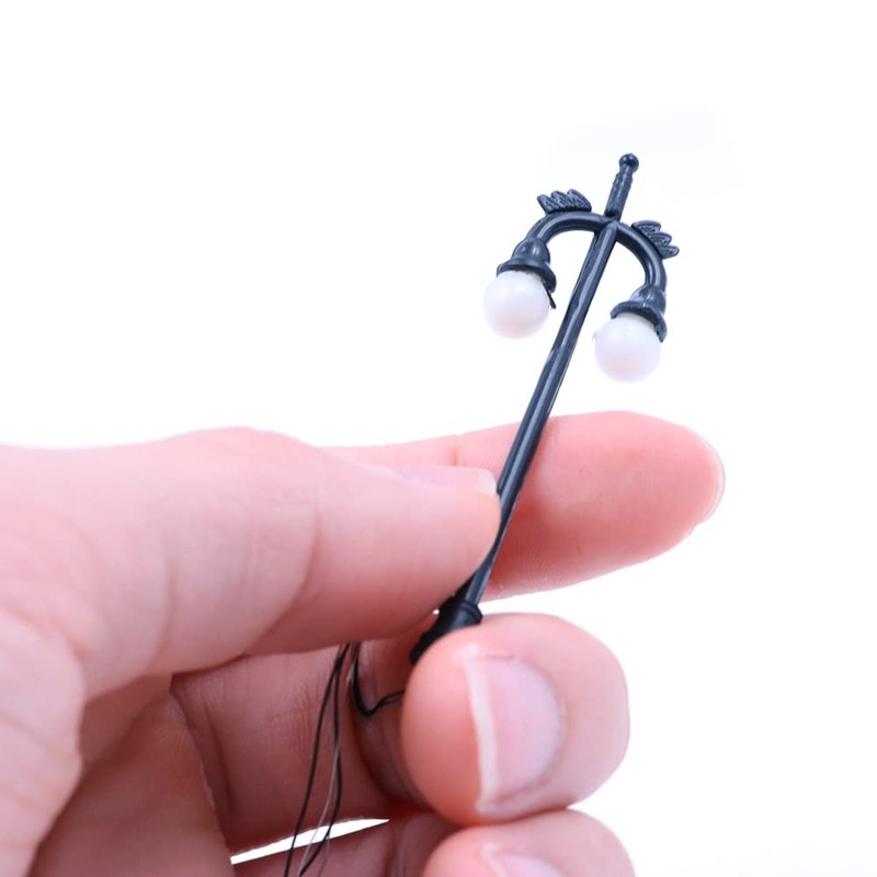 Tiardey 10pcs Double Head Lamp Model Railway Train/Road Lamp Post