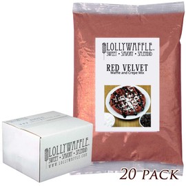 LollyWaffle Red Velvet Waffle Mix, 20 Lbs. --Individual 1 Lbs Bags -- Red Velvet Waffle Mix for Waffle on a Stick Machines