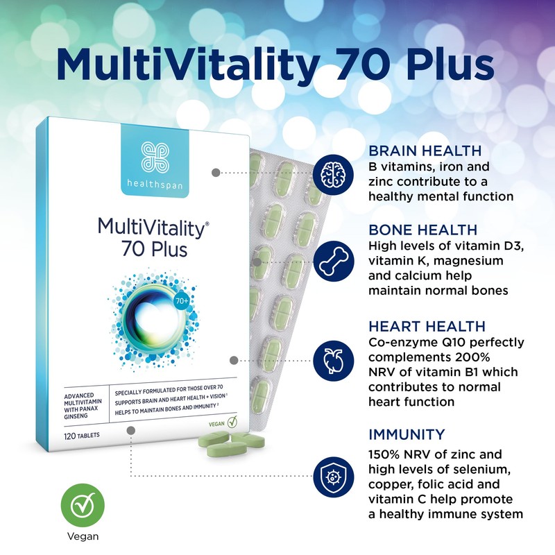Healthspan Multivitamin 70 Plus | (240 Tablets) | Vitamin C