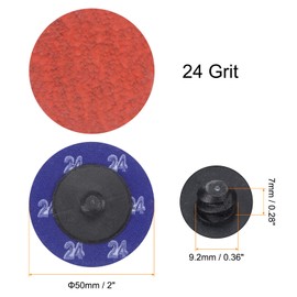 HARFINGTON 25pcs Quick Change Sanding Discs 2" 24 Grit R-Type Roll Lock Ceramic Grains Conditioning Disc Sandpaper for Die Grinder Grinding Fast Cutting, Bright Red