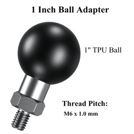 BRCOVAN 2 Pack, 1'' Ball Adapter with M6 x 1.0 Threaded Post Compatible with RAM Mounts B Size 1 Inch Ball Double Socket Arm