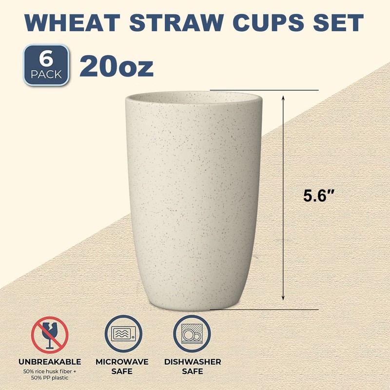 Wrova Wheat Straw Cups 6 PCS Good Alternative to Plastic