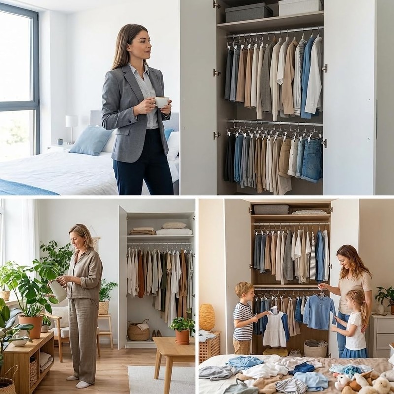 USTECH 6 Tier Skirt Hangers with Clips | Space Saver